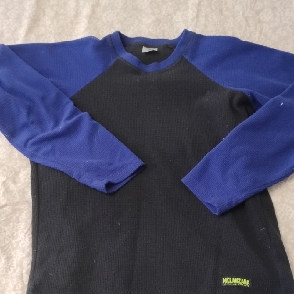 Melanzana Mens Small Black And Sapphire Crew Neck
